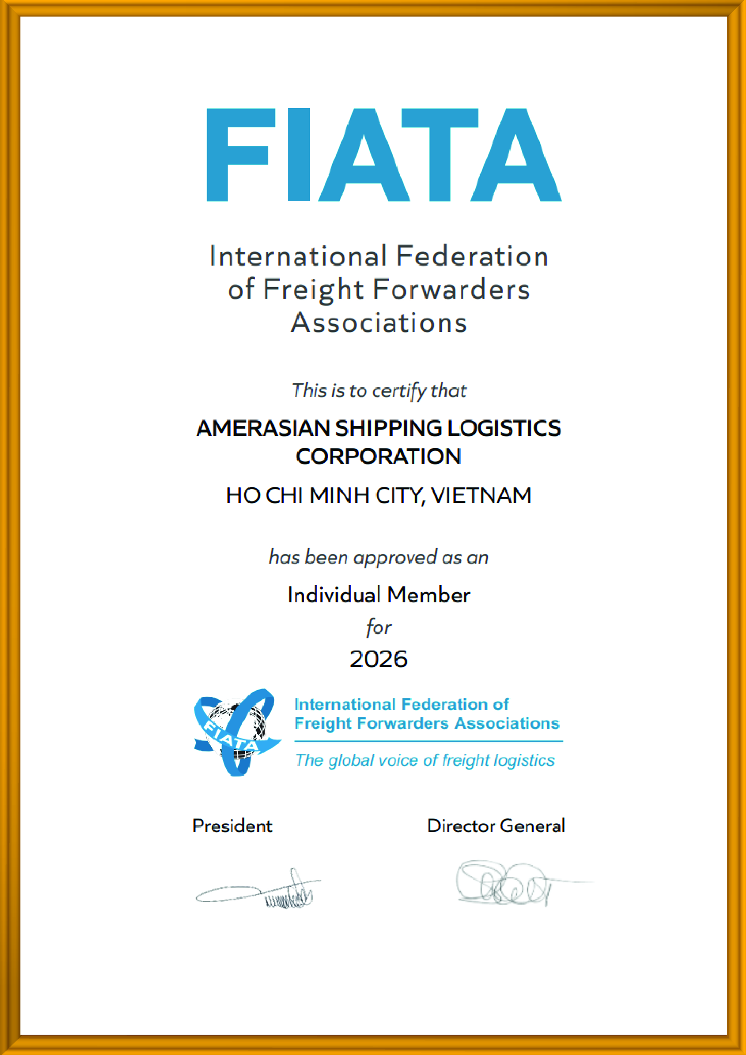 Chứng nhận thành viên FIATA 2026